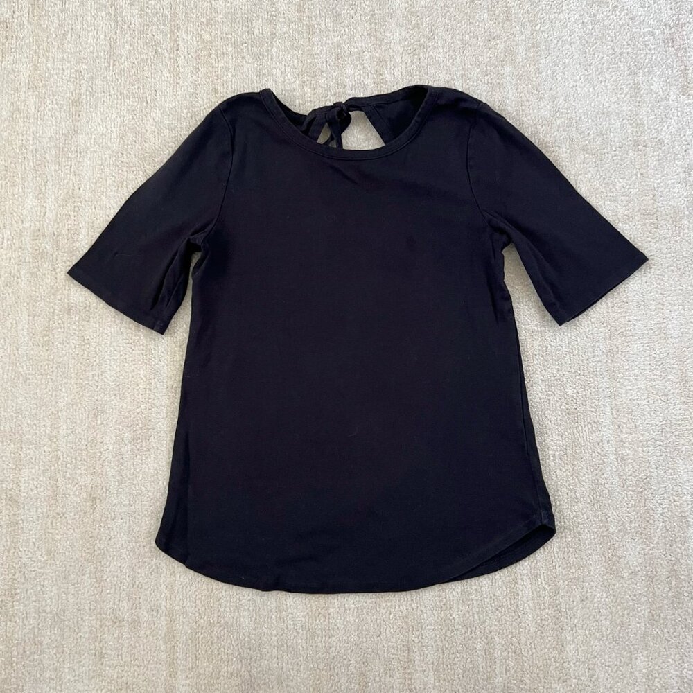 Three Dots Cotton Blouse Top XL Black